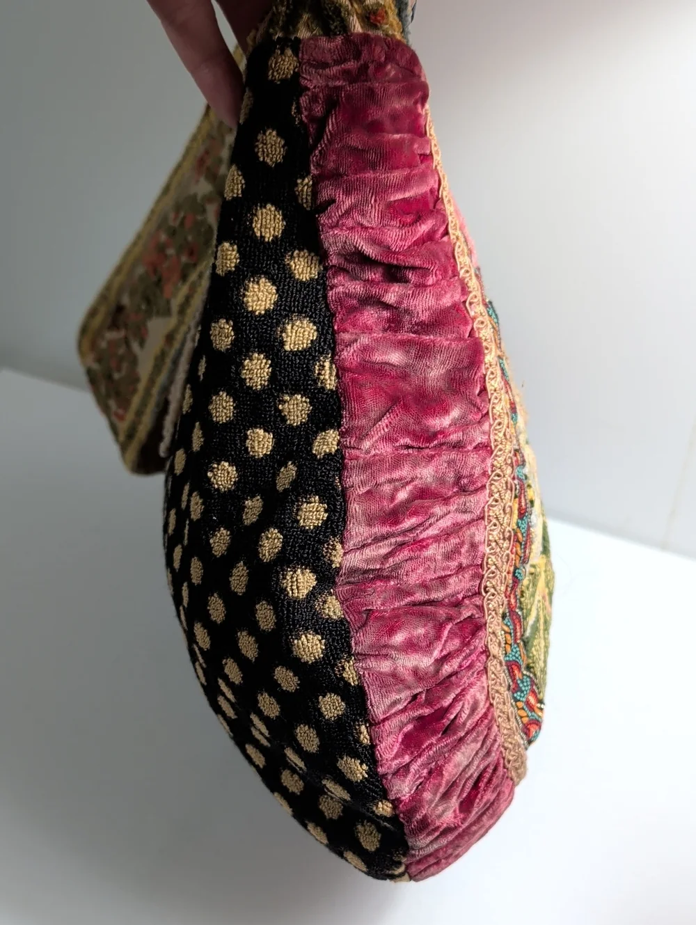 One-of-a-Kind Upcycled Bohemian Tapestry & Velvet Shoulder Bag